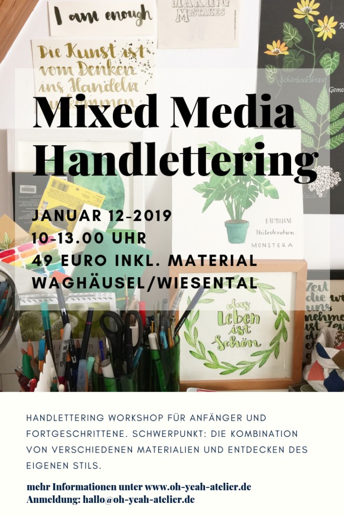 Handlettering Mixed Media Workshop 'handlettering #watercolor #mixedmedia